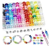 AstraGlam 143 Pièces FIVEIZERO Perles Européennes - 12 Couleurs Perles en Verre avec Grand Trou, Perles pour Bijoux, Mélange de Perles Intercalaires pour Bracelets, Colliers & Projets DIY, Ensemble