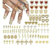AstraGlam® 88 Pièces 3D-Gold-Nail-Charms, Décorations Nail-Art Haute Qualité, Charms D'ongles, Exclusif Avec Strass Pour Une Expérience Manucure Luxueuse