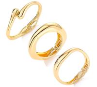 AstraGlam Bracelet Femme en Or 14K, Set de Bracelets en Or à 3 Pièces, Ajustable, Créez un Style Boho Unique, Bijou Minimaliste au Design Ouvert