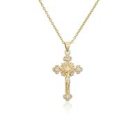 AstraGlam Chaîne en forme de croix pour femme - Élégant collier en argent 925 plaqué or avec strass étincelants - Bijou intemporel et polyvalent pour femme - Idée cadeau pour toutes les occasions