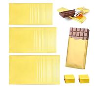 AstraGlam Lot de 100 feuilles d'aluminium dorées pour emballage de chocolat, 10 x 10 cm, de qualité alimentaire, idéal pour l'emballage cadeau et les projets de bricolage lors de fêtes et célébrations
