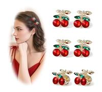 AstraGlam Lot de 6 Pinces à Cheveux Cerises - Petites Barrettes Strass pour Femmes et Filles, Pince Claw Cerises pour Demi-Chignons, Accessoires Cheveux Décoratifs en Strass, Ressorts Métalliques