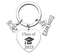 AstraGlam Porte-Clés Diplôme 2025 Cadeau De Fin D'Études Avec Chapeau De Bachelor, Diplôme Et Charme En Acier Inoxydable, Idéal Pour Étudiants Et Diplômés