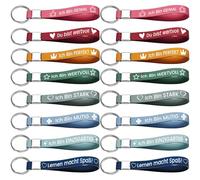AstraGlam Porte-Clés Motivants 12 Pièces, Ensemble De Porte-Clés Avec Citations Inspirantes, Silicone Doux Avec Anneau Métallique Robuste, Idéal Comme Cadeau D'Équipe