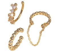 AstraGlam Set de Manchettes d'Oreille en Or 14K pour Femmes, Faux Piercing Helix, Manchettes d'Oreilles Ajustables, Style Conch, Set Élégant
