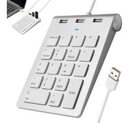 Astraveo Pavé Numérique USB Filaire avec Pavé Numérique avec Hub USB Intégré Mini Clavier Numériques 18 Touches avec 3 Ports USB 2.0 pour iMac MacBook Air MacBook Pro MacBook Mac Mini PC