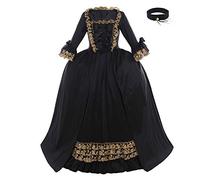 ASTRICOS Robe de bal noire de style rococo colonial du XVIIIe siècle, inspirée de Marie-Antoinette et du baroque, robe de mariée victorienne (noire, XXXL)