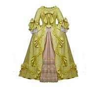 ASTRICOS Robe géorgienne du XVIIIe siècle, style rococo baroque, robe de bal Marie-Antoinette, robe de reine victorienne pour femme (Jaune, L)