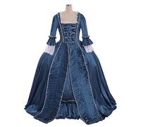 ASTRICOS Robe médiévale de style rococo, inspirée de Marie-Antoinette, pourpre, inspirée de la cour coloniale du XVIIIe siècle. (Bleu, XS)