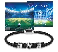 Astriva Bracelet de football - Cadeau pour garçon de 5/6/7/8/9/10/11/12 - Bracelets de football pour garçons - Cadeau d'anniversaire d'enfant, 22cm, Cuir, Pas de gemme