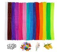 Astriva Lot de 600 cure-pipes colorés - Couleurs pastel - Pour bricoler des fleurs de lys - 400 fils chenille de 30 cm - Multicolore - Avec 100 yeux mobiles et 100 pompons - Pour bouquet de fleurs DIY