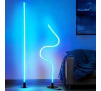 AstrizLamp LED Lampadaire, RGBIC d'ambiance Lampe sur pied 120cm Silicone et Alliage d'aluminium Réglable Courbé Commande Tactile Télécommande App linéaire Arc Lampadaire pour Salon Salle de jeux Pub