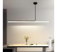 AstrizLamp LED Lampe Suspendue Dimmable avec Télécommande Linear Lang Luminaire Suspendu 100cm Noir Luminaire Salle a Manger Design Moderne Luminaire Plafonnier pour Cuisine Restaurant Salon Bureau