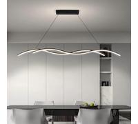 AstrizLamp Luminaire Suspension LED Table à Manger 90cm Moderne Lumière Pendante Noir Linear Vague 3 Températures Couleur Suspension Luminaire Réglable en Hauteur pour Salon Chambre à Coucher Cuisine