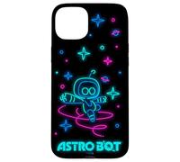 Astro Bot Neon Style Stars and Planets Video Game Coque pour iPhone 15 Plus