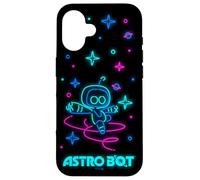 Astro Bot Neon Style Stars and Planets Video Game Coque pour iPhone 16
