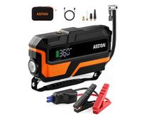 AstroAI 6000A Démarreur Voiture avec compresseur 150PSI, Démarreur de Batterie pour 10 L d'essence/8 L de Diesel, pour Voitures 12 V, Motos, SUV, Booster de démarrage avec écran LED, Orange
