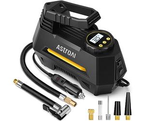 AstroAI Compresseur à Air Portatif 12V DC, Gonfleur Pneus Voiture, Pompe de gonflage rapide, Compresseur et Gonfleur Electrique, Avec Lampe LED, 3M Câble, Pour Voiture et Autres Objets Gonflables