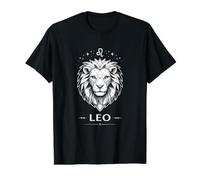 Astrologie céleste Géométrique Lion Horoscope Signe T-Shirt Graphique avec Valeur, Homme, Noir, S