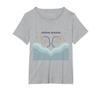 Astrologie de l'art du Zodiaque céleste de la Saison des Gémeaux T-Shirt, Femme Grandes Tailles, Gris Chiné, 1X