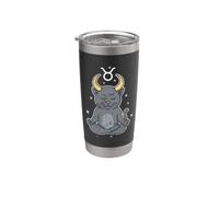 Astrologie du chat zen Taureau Gobelet isotherme en acier inoxydable double paroi