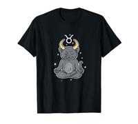 Astrologie du Chat Zen Taureau T-Shirt Graphique avec Valeur, Homme, Noir, L