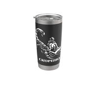 Astrologique Russie Signe Scorpion Anniversaire Cyrillique Gobelet isotherme en acier inoxydable double paroi
