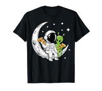Astronaut and Alien Eating Pizza on The Moon T-Shirt