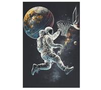 Astronaut Basket-Ball Puzzle Adulte 1000 Pièces Artisanat Cadeau Famille Puzzles Classique 3D Puzzle Jouet en Bois Cadeau Unique Décoration Intérieure (78×53cm)