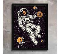 Astronaut Crypto Bitcoin Print Poster Picture Astronaut Artwork Print Space Art A4 Poster on Canvas - Décoration murale inspirante et motivante pour la vie quotidienne Citation encourageante de phras