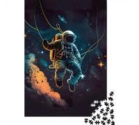 Astronaut Exploring Space Puzzle 1000 Pièces pour Adultes, 52x38cm/1000pcs; Pièces Blanches Faciles À Trier; Activité sans Écran pour Les Soirées