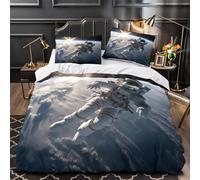 Astronaut Floating Ensemble De Literie 3D Imprimé Microfibre Résistante 3 Pièces Éclair Ultra Douce Space Exploration Housse de Couette Léger Entretien Facile for Filles Ado Double（200x200cm）