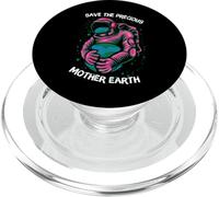 Astronaut Graphic Save The Precious Mother Earth Day PopSockets PopGrip pour MagSafe