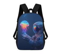 Astronaut Holding Jellyfish-1 Sacs À Dos Imprimés En 3D Pour Enfants 17inch Sacs À Dos Tendance Et Décontractés Pour La Journée, Sacs De Voyage, Sacs À Dos D'extérieur Pour Garçons Et Filles