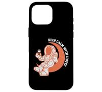 Astronaut Keep Calm with Coffee Astronaut Funny Coffee Lover Coque pour iPhone 16 Pro Max