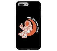 Astronaut Keep Calm with Coffee Astronaut Funny Coffee Lover Coque pour iPhone 7 Plus/8 Plus