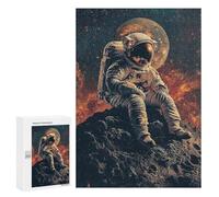 Astronaut on Asteroid with Planet Background Puzzle 1000 Pièces Educa Jouet en Bois Cadeau Unique Décoration Intérieure Jeu Éducatif Challenge Toy Adultes Et Enfants À Partir De 14 Ans 300 PCS