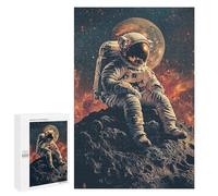 Astronaut on Asteroid with Planet Background Puzzle 1000 Pièces Educa Jouet en Bois Cadeau Unique Décoration Intérieure Jeu Éducatif Challenge Toy Adultes Et Enfants À Partir De 14 Ans 1000 PCS