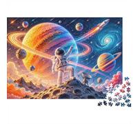 Astronaut Planet Galaxy 1000pcs Mini Puzzle pour Famille Difficile | 52x38cm Carton Décor Salon Artisanat De Qualité Cadeau D'anniversaire Relaxation