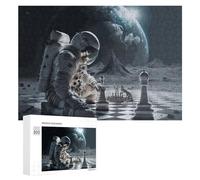 Astronaut Playing Chess on The Moon, Puzzle pour Adultes, 300 PCS, Édition Illustrée, comme Projet Captivant pour Les W nds Tranquilles