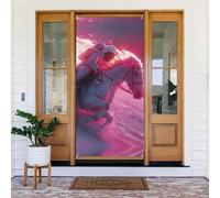 Astronaut Riding Fiery Horse Couvertures de Porte de Cheval Brûlant Décoration de Porte Intérieur Extérieur Printemps Été Automne Hiver Halloween Décorations de