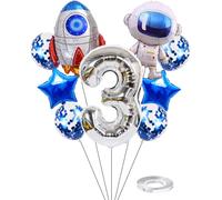 Astronaut Rocket 3 Years Birthday Balloons Jumbo Spaceman Birthday Balloons Out Of Space Theme Foil Balloons Silver 3 Helium Balloon Baby Shower Birthday Party For Kids
