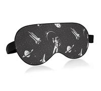 Astronaut Rockets In Universe Space On Black Eye Masks Cover Blocks Light Sleep Mask Shade Cover Blindfold Relaxing Eyeshade Cover avec serre-tête réglable pour hommes femmes enfants