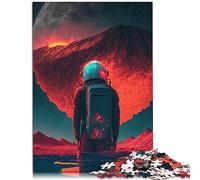 Astronaut Watches The Burn Jigsaws Puzzles 1000 Piece Puzzles for Adults Kids Wooden Jigsaw for Women Men 50x75cm