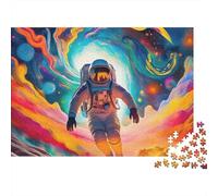 Astronaute 1000 pièces Puzzle pour Adultes, Astronaute Flottant dans Un Vortex Spatial Vibrant, Difficile épais Robuste Haute qualité Vibrant Difficile Anti-Stress 52x38cm/1000pcs