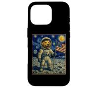 Astronaute américain Golden Retriever Moon Landing Space Art Coque pour iPhone 16 Pro