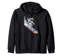 Astronaute Amusant Ski Arc-en-Ciel Signe de Paix Action Sweat à Capuche