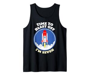 Astronaute Anniversaire 7 Years Old Boys Time to Blast Off I'm 7 Débardeur
