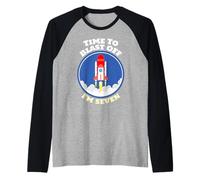 Astronaute Anniversaire 7 Years Old Boys Time to Blast Off I'm 7 Manche Raglan