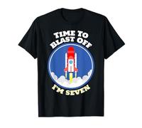 Astronaute Anniversaire 7 Years Old Boys Time to Blast Off I'm 7 T-Shirt